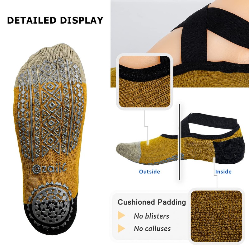 Ozaiic Pilates Socks for Women Non Slip Grip, Yoga Socks
