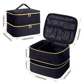 YAHOURWAT Nagellack Aufbewahrung Tasche Doppelschicht Nagellack Organizer Lagerung 30 Flaschen (15 ml / 0,5 FL.oz) mit verstellbarem Trenner für die Aufbewahrung von Nageltrockner und Nagel,Lila