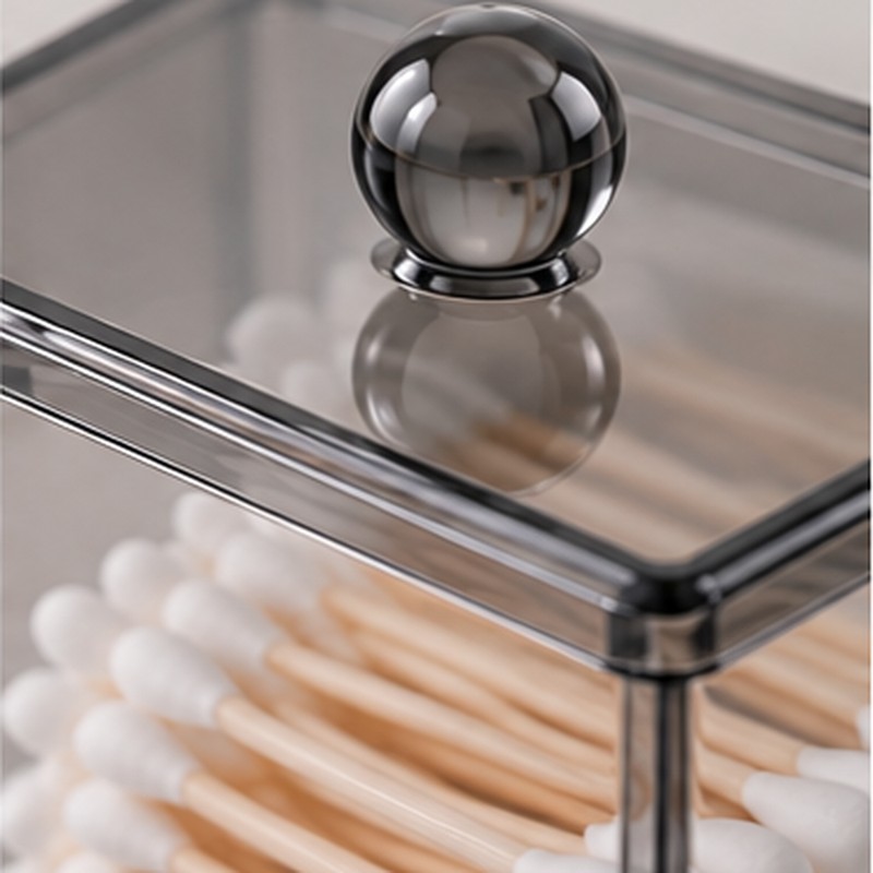 Clear Cotton Swab Holder for Bathroom Storage – Reusable Plastic