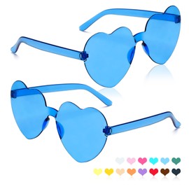 Rinacci Blue Heart Sunglasses Men Blue Sunglasses For Women Fashion Cool Sunglasses Womens For Costume Glasses Party Favor Sun Glasses Birthday Party Decorations Hippie Sunglasses Bulk Disco Glasses