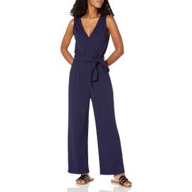 The Drop Women's @caralynmirand Sleeveless Wrap Jumpsuit, Navy, XXS