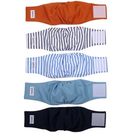vecomfy Pañales para Perros Machos (Paquete de 5), Lavables, Reutilizables, a Prueba de Fugas, Talla M