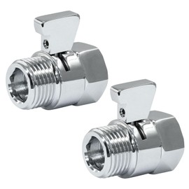 Waziaqoc 2Pcs Water Flow Control Valve, G1/2 Shower Flow, Brass Shut-off Valve with Handle Lever Shower Head Valve for Handheld Shower Head, Brushed Nickel
