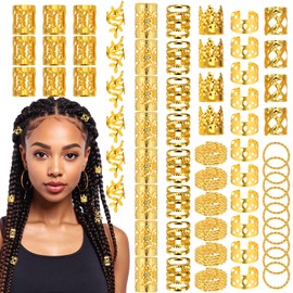 220 Pcs Hair Jewelry for Dreadlock, Gold Braids Rings Hair Cuffs Hairclips for Braids, Metal Braid Charms for Women, Gold Dreadlock Accessories Decorations