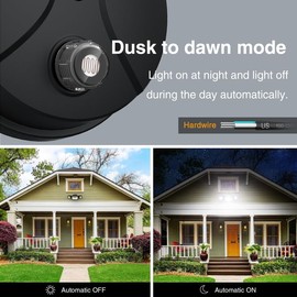 Onforu 100W Dusk to Dawn Outdoor Lighting, 9000LM Exterior Led Flood Lights, IP65 Waterproof 3 Adjustable Heads Security Black Lights Fixture, 6500K Photocell Floodlights for Garage, Patio, Yard