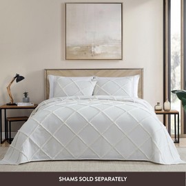 ELLE Decor Diamond 100% Cotton Chenille Bedspread, Twin, Ivory