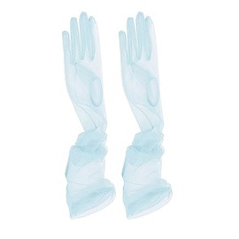 ZUYPSK Guantes largos semitransparentes de tul para mujer, fiesta de la ópera de los años 20 para bodas, Azul (Sky Blue), Talla única