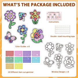 Diamond Window Craft Kits for Girls, Kids Suncatcher Fun Art for 6 7 8 9 10 11 12 Years Old DIY Gem Painting Supplier Set for Boys Ages 6+ Gemstone Stickers as Birthday Christmas Party (Flower)