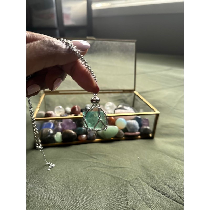 Crystal Holder Necklace Cage for Stone Adjustable Natural Crystal Cage