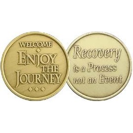 Welcome Enjoy the Journey - Bronze AA (Alcoholics Anonymous) -ACA-AL-ANON - Sober / Sobriety / Affirmation / Birthday / Anniversary / Desire / Recovery / Medallion / Coin / Chip