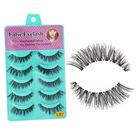 Minkissy 5pairs Long False Eyelashes Handmade Eyelash Clusters for Mascara Volumizing