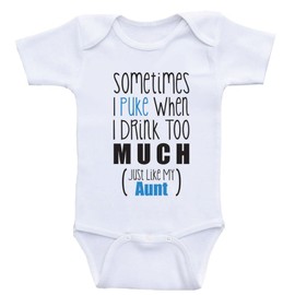 Heart Co Designs Aunt Baby Shirts - Just Like My Aunt - Funny Bodysuits One-Piece Clothes (NB-Short Sleeve, Blue Text)