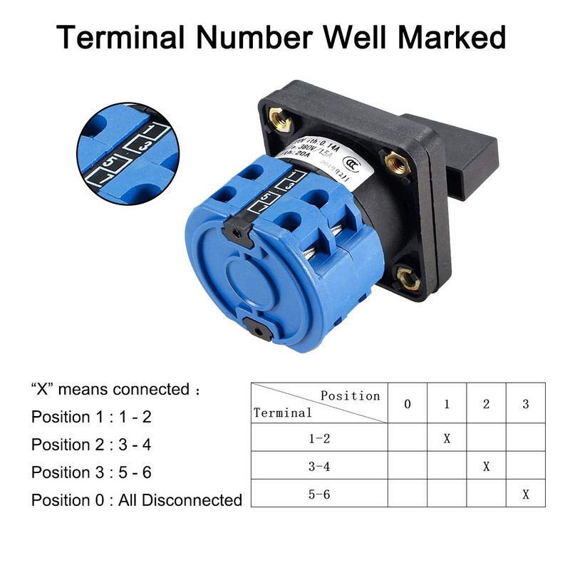 VictorsHome Interruptor de cambio SYW28-20 de 4 posiciones, 8 terminales,