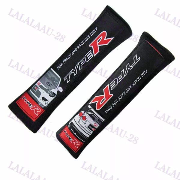 Unbranded Seat Belt Cover X2 Black JDM TYPE R Style
