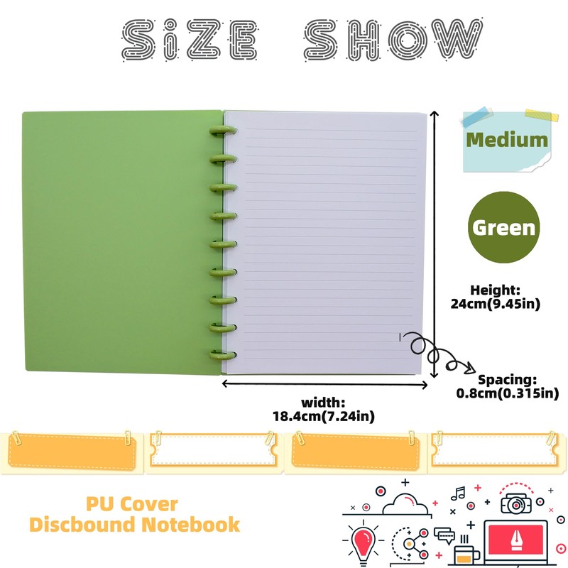 ITSYHPRO Discbound Notebook Medium Size 9 Discs Cover with 60Pages