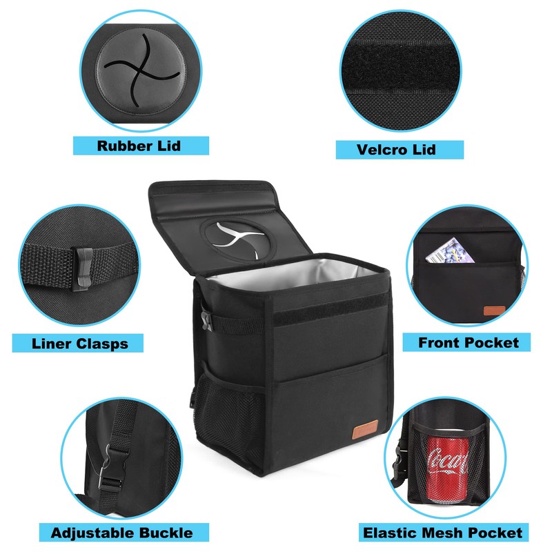Leak Proof Car Trash Bag Waterproof Garbage Can with Lid