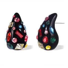 NLCAC Teardrop Earrings for Women Danlge Rhinestone Dupes Earrings Lightweight Waterdrop Hollow Open Hoops Fashion Jewelry