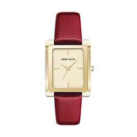 Anne Klein Women's Japanese Quartz Dress Watch with Leather Calfskin Strap, Red, 17 (Model: AK/2706CHRD)
