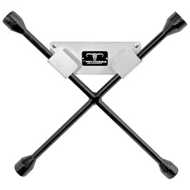 Pit Posse PP3360 4 Way Lug Nut Wrench Holder Aluminum for Enclosed Race Trailer, Garage - Made in USA - Wall Mounted Tire Changer Organizer Tire Iron Hanger Spanner Cross Automotive