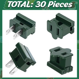 30PCS SPT-1 Christmas Female and Male Light Slip Plug Electrical Vampire Plug Zip 15 Male and 15 Female Gilbert Plugs Set, Christmas Light Plugs Ends for Outdoor Xmas Holiday Party