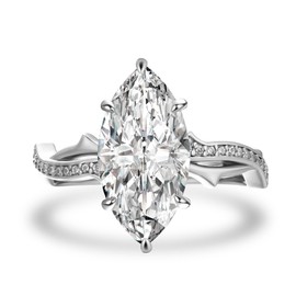 Effinny 3ct Elongated Marquise Cut Engagement Ring,Twisted 925 Sterling Silver Simulated Diamond Promise Ring for Wedding,Daily,Travel (White Gold, 8)