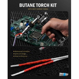 RAVS 15-piece Butane Torch Kit with 140 pcs Heat Shrink Tubing Kit, Cordless Butane Soldering Iron Kit, Multi-Function Brazing Torch Kit without Fuel