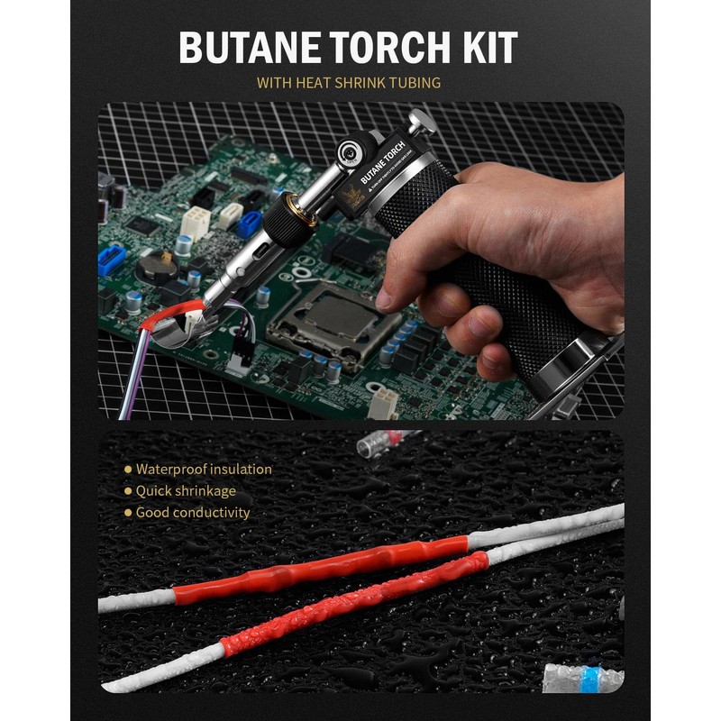 RAVS 15-piece Butane Torch Kit with 140 pcs Heat Shrink