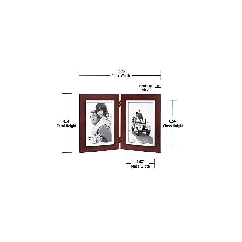 Malden Double Vertical 5x7 Picture Frame - Wide Real Wood