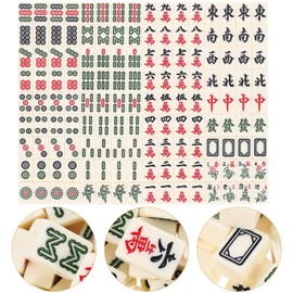 HEYOUTH Mini Mahjong Game, Majong Stones Game, Mahjong Board Game, Traditional Chinese Mah Jong Set with 144 Majong Tokens, for Leisure, Travel, Party, Family Games