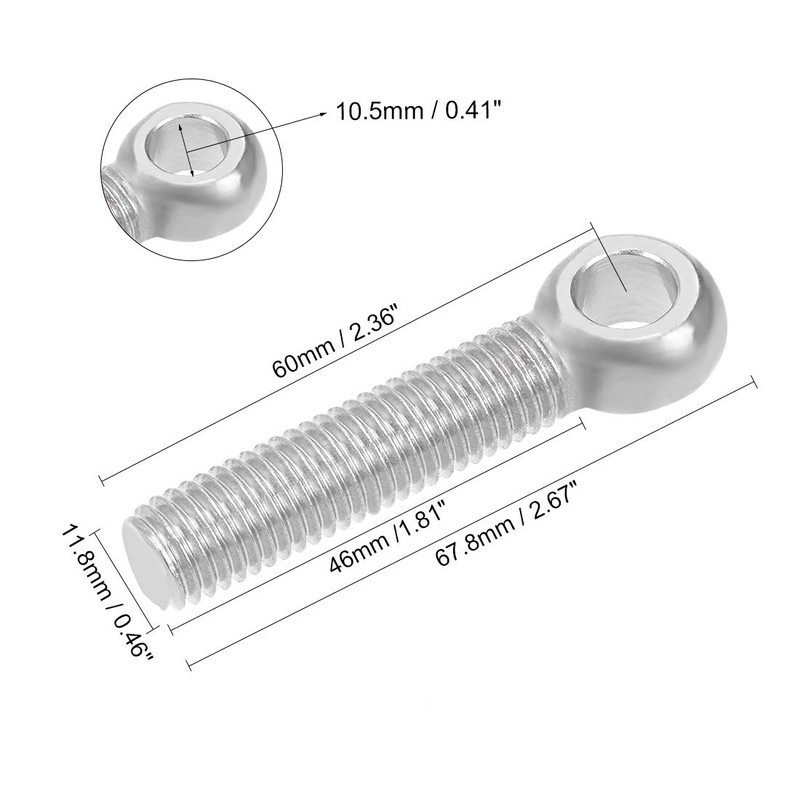 sourcing map M12 x 60mm 304 Stainless Steel Machine Shoulder