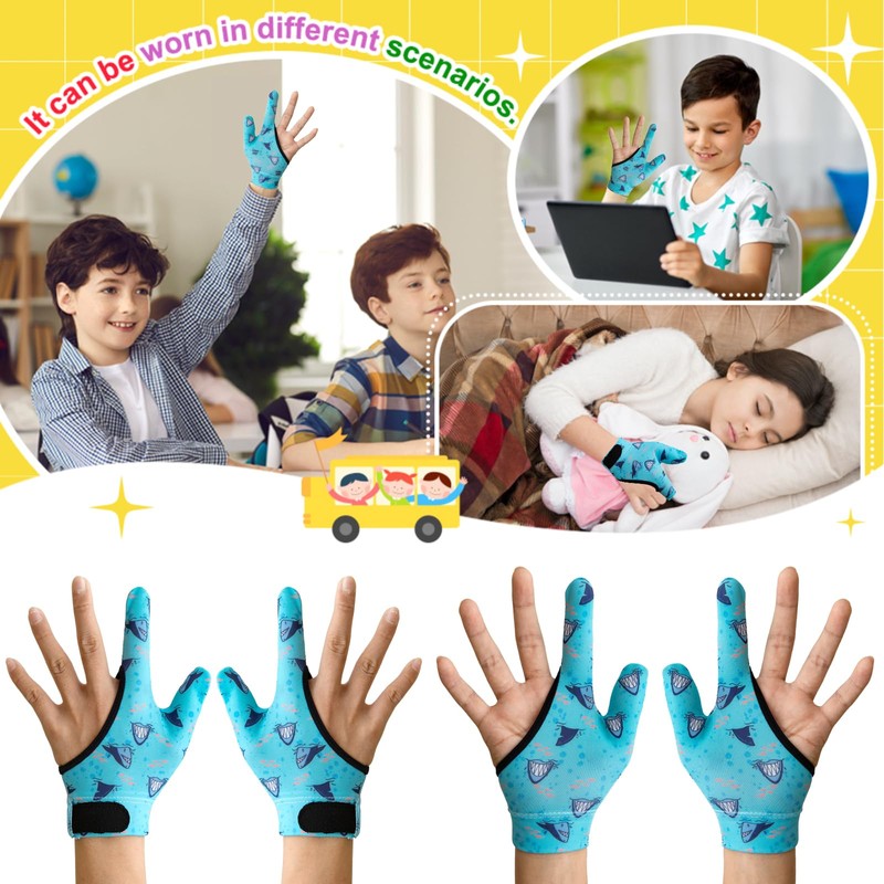 4 x Thumb Sucking Guard Gloves, Children's Chew Compression Gloves,