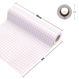 YRYM HT Application Sheet, Transfer Sheet, Transparent Film, Suitable for Cutting Sheets, Red Grid Double-Sided Design, 11.8 x 35.4 inches (30 x 900 cm) Roll