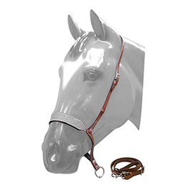 Showman Glitter Overlay Leather Noseband Tie Down & Strap (Silver)
