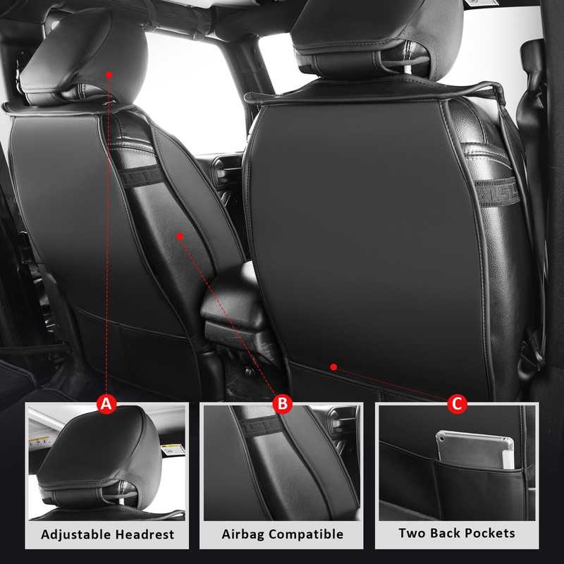 MIROZO Truck Seat Covers Full Set for 2018-2026 Jeep Wrangler