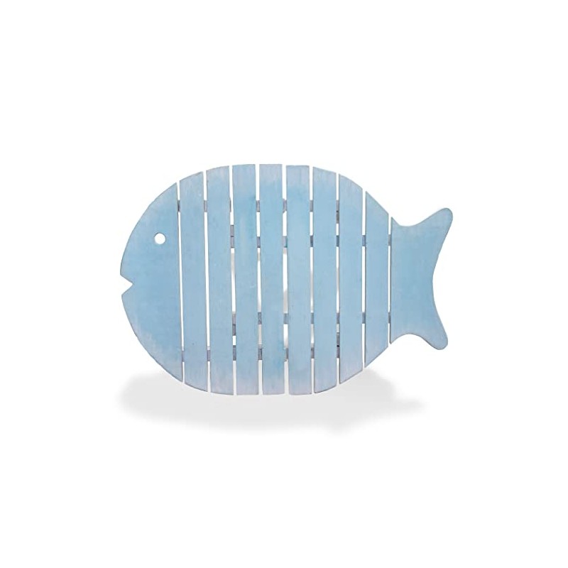 Beachy Folding Table - Fish Light Blue 19 x 20