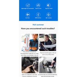 linlinfa Car Fan, USB Fan, 12V/24V Universal 360°Rotating Car Cooling Fan With 3 Speed Adjustable Strong Wind Low Noise For Car, Truck Vehicle,home (Sucker fan)