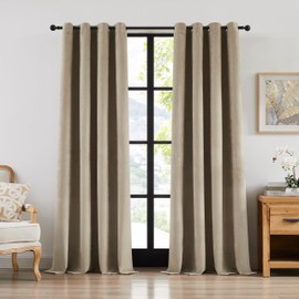 Randall Faux Suede 95% Blackout Window Curtain Panels 84 Inch Long Luxury Solid Light Blocking Drapes for Bedroom/Living Room Thermal Insulated Grommet Window Treatment, Camel Tan, 2 Panels, 54"Wx84"L