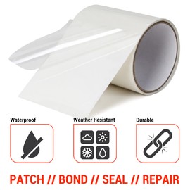 CANOPUS Waterproof Patch and Seal Tape, 4" x 5' White, Roof & Gutter Rubber Repair Tape, Fix Leaks on Hoses, Pipes, Gutters, Roofs, Boats, Pool Liners, Seal Coaxial Antenna and Electrical Cables