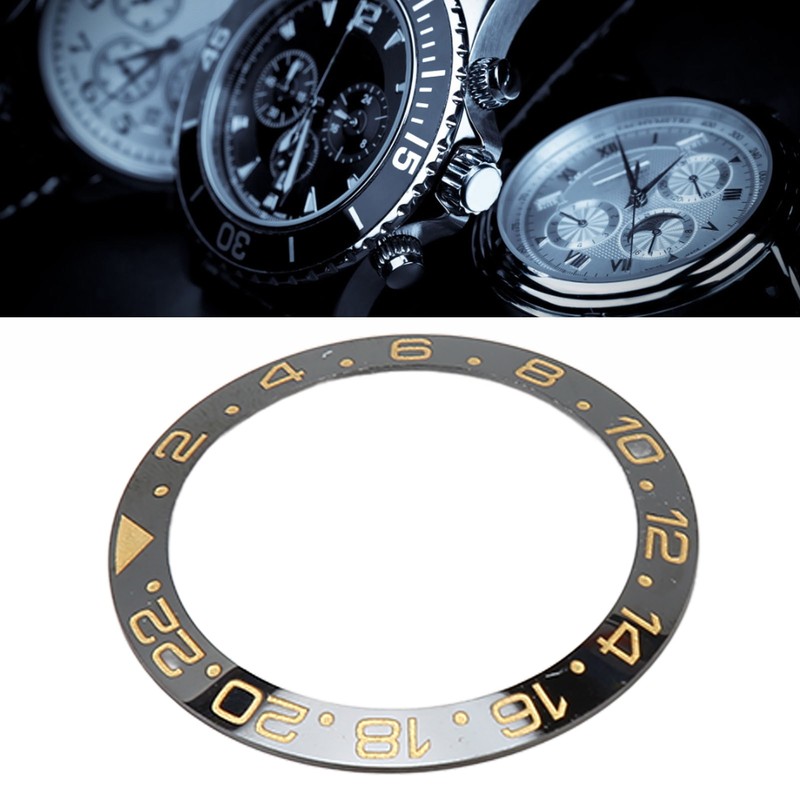 Ceramic Watch Bezel Ring Black Base Gold Digit Watch Bezel