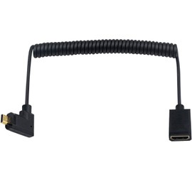 Duttek Cable adaptador micro HDMI a HDMI, cable HDMI a micro HDMI, cable micro HDMI macho a HDMI hembra, cable en espiral para GoPro Hero y otras cámaras de acción/leva, 1.8 m/6 pies