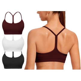 Spaghetti Strap Padded Sports Bras for Women - Y Back Yoga Workout Tops (3 Pack)