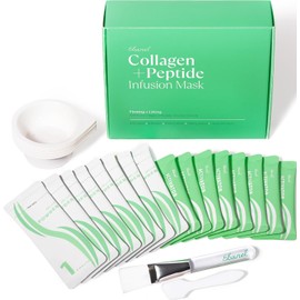Ebanel Collagen Peptides Wash-Off Face Mask Set, 8 Pack Instant Skin Tightening and Lifting Masks, Brightening Face Mask with Niacinamide, Glutathione, Hyaluronic Acid, Vitamin C, Cica, B5, Albumen