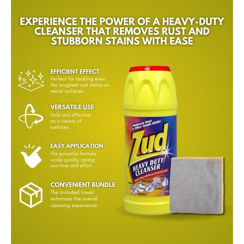 GROVE Zud Heavy Duty Cleanser Powder 16 oz Bundle with