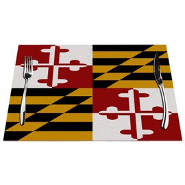 Maryland Flag Placemats Set of 4, Maryland State Flag Placemats Heat Resistant for Dining Table Non-Slip 18x12 Inches