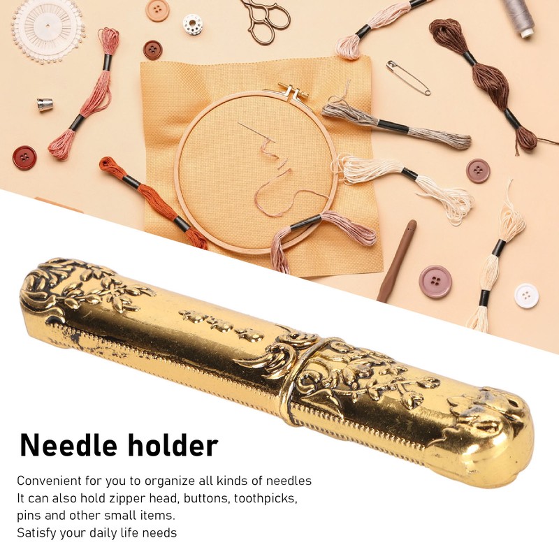 Vintage Needle Case Engraved Stereoscopic Pattern Stylish Sewing Needles Storage