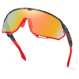 CARFIA Cycling Glasses Mens Womens Sunglasses Polarised Sport Goggles with 3 Interchangeable Lens- UV Protection for Running Shooting