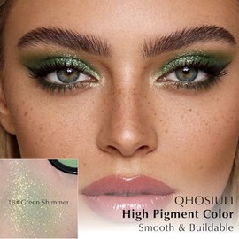 Paleta de sombra de ojos verde brillante, mini sombra de ojos monocromática para mujeres mayores, sombra de ojos pigmentada brillante en polvo, sombra