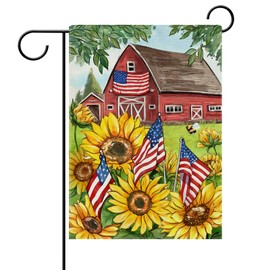 Dyrenson Spring Summer Sunflower Decorative Garden Flag, America Country Floral Flower Farm Barn Yard Outside Home Decoration, Fall Autumn Farmhouse Rustic Outdoor Small Decor Double Sided 12 x 18