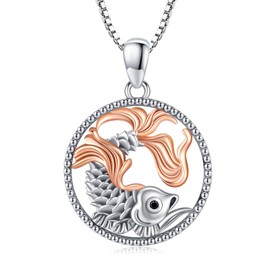 XIXLES Koi Necklace 925 Sterling Silver Koi Fish Necklace Carp Koi Pendant Necklace Lucky Jewellery Gifts for Women