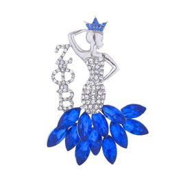 Bling Crystal Top Lady Crown ZPB Brooch Pin for Social Greek Sorority Paraphernalia Gift ZOB Jewelry Sorority Brooch 1920 Finer Women Gift